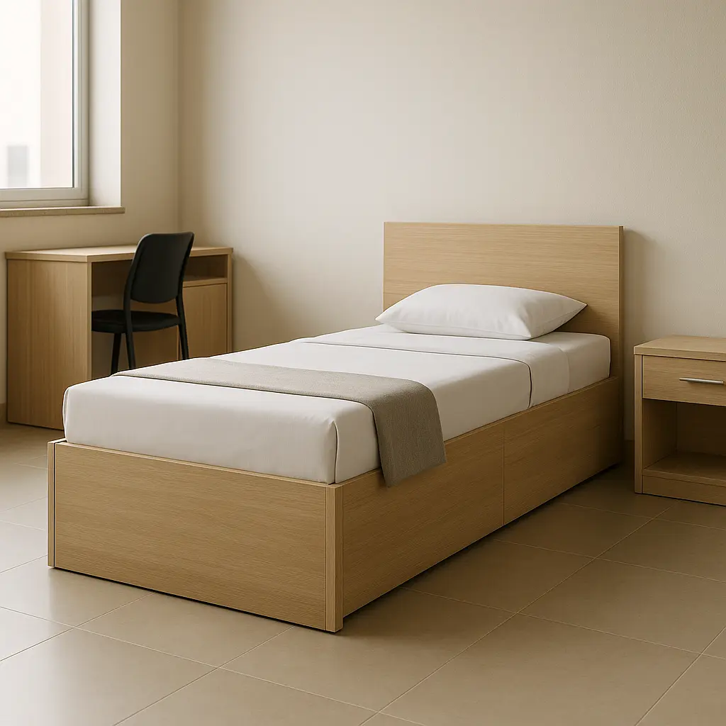 نمونه تخت خواب یک نفره با طراحی مدرن و پایههای قابل تنظیم
