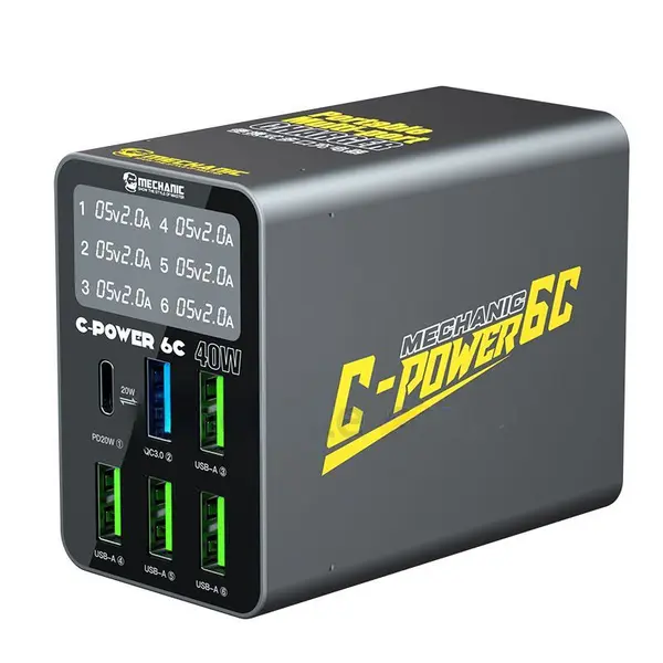 نمونه‌ای از شارژر چند پورت با پورت‌های USB-C و USB-A برای استفاده در محیط‌های مختلف