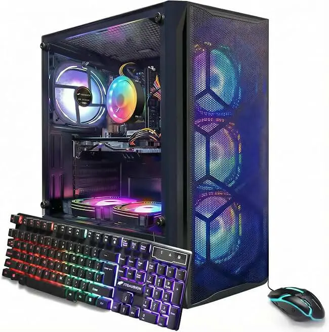 نمونه کامپیوتر گیمینگ پیش‌ساخته با طراحی مدرن و نورپردازی RGB