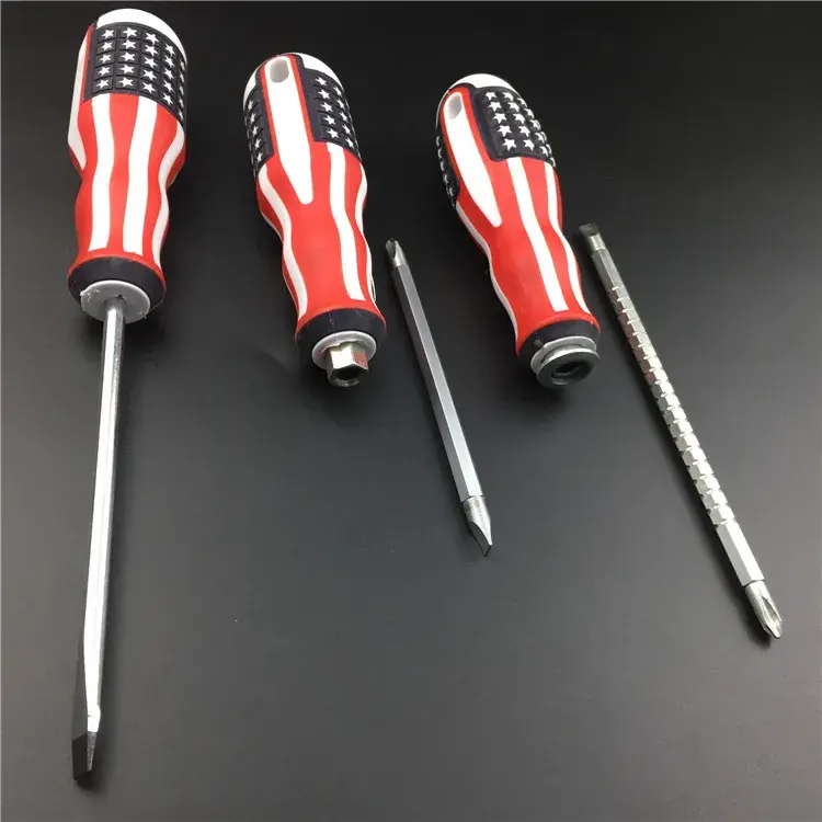 پیچ گوشتی چهارسو با دسته پلاستیکی و سر فلزی برای کارهای عمومی