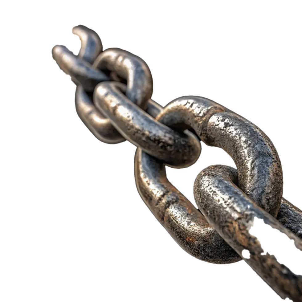 بخش نزدیک یک زنجیر فلزی با سطح صیقلی و بدون عیب