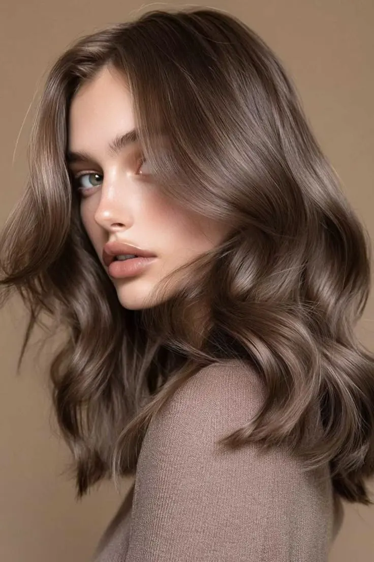 زن با موهای قهوهای روشن و چهره طبیعی