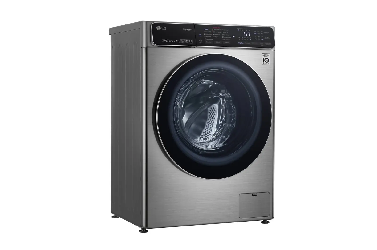 پنل کنترل دیجیتال یک ماشین لباسشویی با نمایشگر LCD و دکمههای برنامهریزی شده